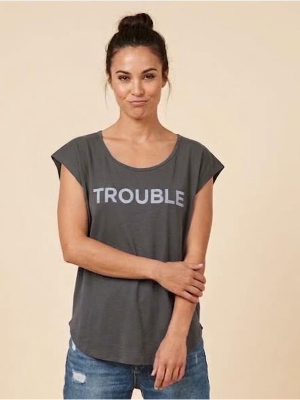 Signorelli Charcoal 'TROUBLE' Graphic Short Sleeve Tee M